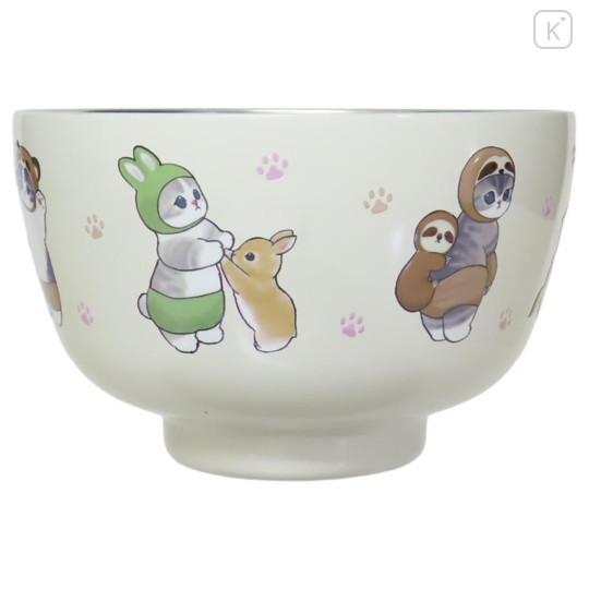 Japan Mofusand Stainless Vacuum Double Bowl 450ml - Cat Forest Animal Nyan Yellow - 3