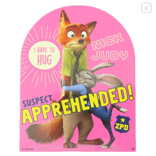 Japan Disney Big Vinyl Sticker - Zootopia : Have To Hug You - 1
