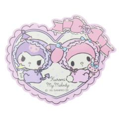 Japan Sanrio Vinyl Sticker - Kuromi & My Melody : Toddler Heart Ribbon