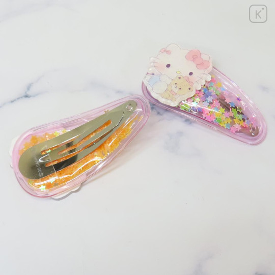 Japan Sanrio Sequins Hair Clip Set - Hello Kitty & Tiny Chum : Glitter Star - 2