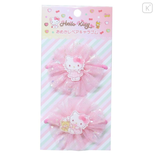 Japan Sanrio Glitter Lace Hair Tie Set - Hello Kitty & Tiny Chum : Ribbon - 1