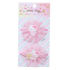 Japan Sanrio Glitter Lace Hair Tie Set - Hello Kitty & Tiny Chum : Ribbon