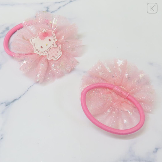 Japan Sanrio Glitter Lace Hair Tie Set - Hello Kitty & Tiny Chum : Ribbon - 2