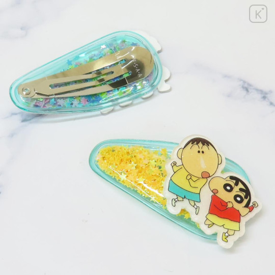 Japan Crayon Shin-chan Sequins Hair Clip Set - Shinnosuke Nohara & Bo Suzuki Glitter Star - 2
