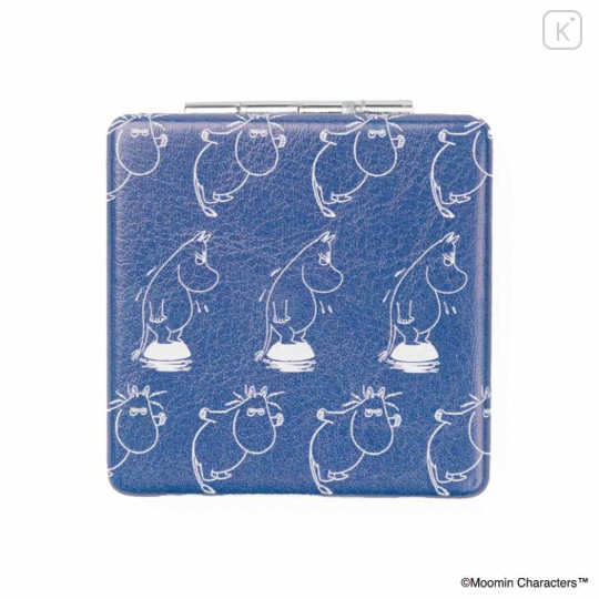 Japan Moomin 2-sided Compact Mirror - Moomintroll : Angry Blue Repeat - 1