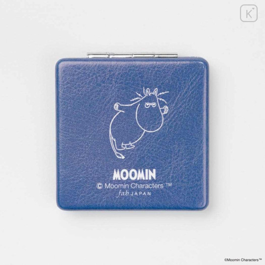 Japan Moomin 2-sided Compact Mirror - Moomintroll : Angry Blue Repeat - 2