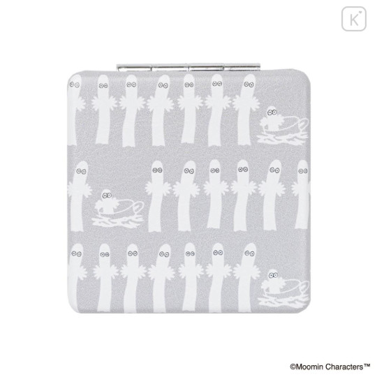 Japan Moomin 2-sided Compact Mirror - Hattifatteners : Grey Repeat - 1