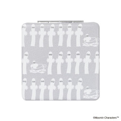 Japan Moomin 2-sided Compact Mirror - Hattifatteners : Grey Repeat