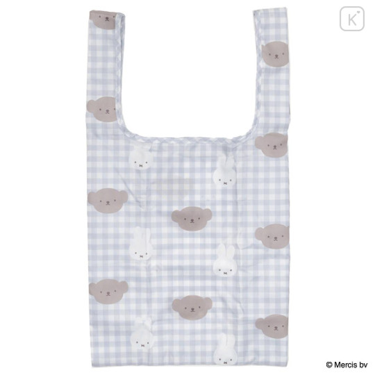 Japan Miffy Eco Shopping Bag - Boris & Miffy : Plaid Grey - 1