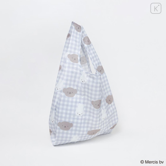 Japan Miffy Eco Shopping Bag - Boris & Miffy : Plaid Grey - 3