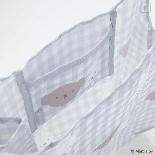 Japan Miffy Eco Shopping Bag - Boris & Miffy : Plaid Grey - 4