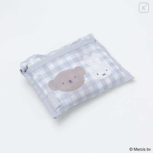 Japan Miffy Eco Shopping Bag - Boris & Miffy : Plaid Grey - 5