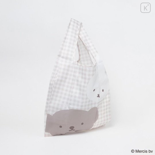 Japan Miffy Eco Shopping Bag - Boris & Miffy : Plaid - 3