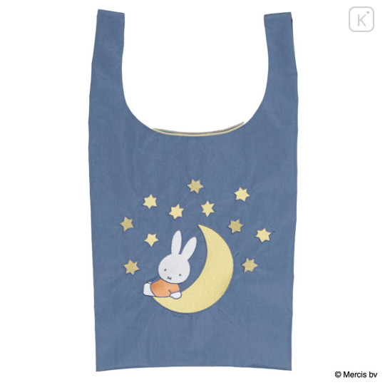 Japan Miffy Embroidery Eco Shopping Bag - Miffy : Blue Moon - 1