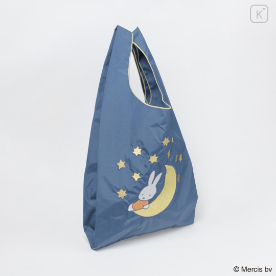 Japan Miffy Embroidery Eco Shopping Bag - Miffy : Blue Moon - 3