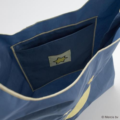 Japan Miffy Embroidery Eco Shopping Bag - Miffy : Blue Moon - 4
