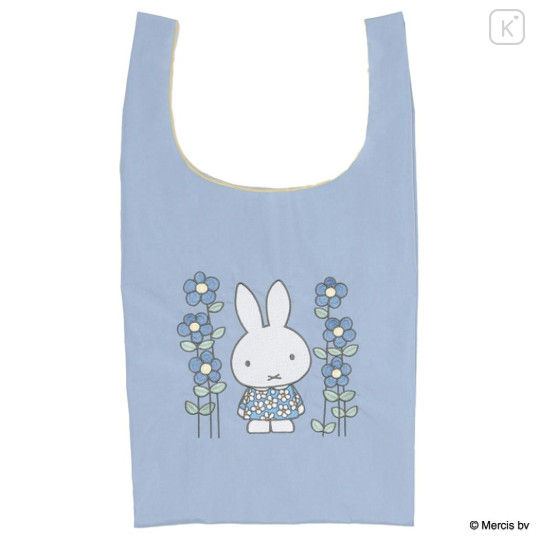 Japan Miffy Embroidery Eco Shopping Bag - Miffy : Blue Flower Dress - 1