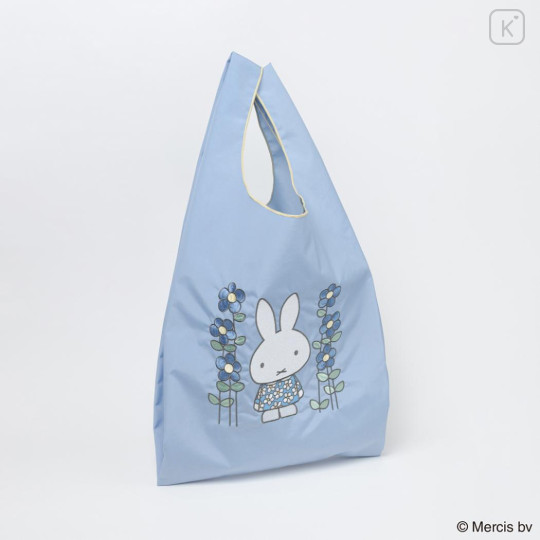 Japan Miffy Embroidery Eco Shopping Bag - Miffy : Blue Flower Dress - 3
