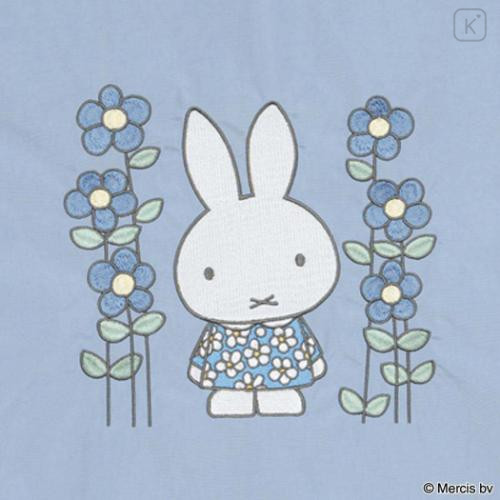 Japan Miffy Embroidery Eco Shopping Bag - Miffy : Blue Flower Dress - 5