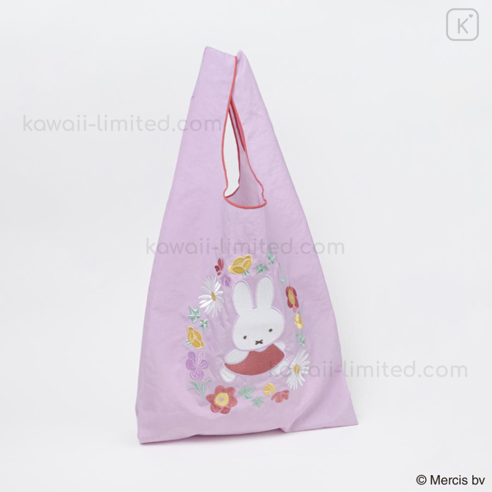 Japan Miffy Embroidery Eco Shopping Bag - Miffy : Pink