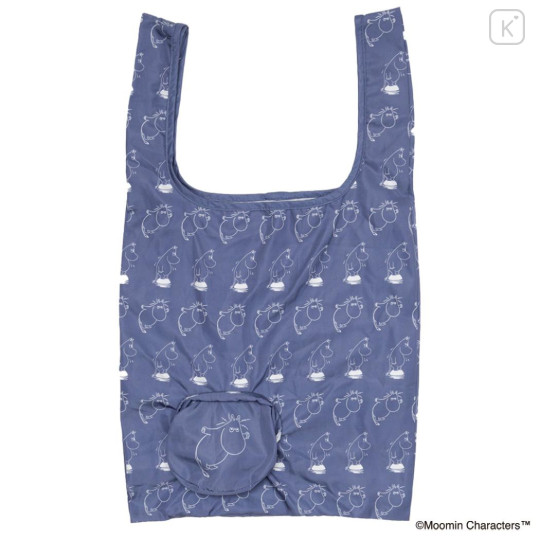 Japan Moomin Eco Shopping Bag - Moomintroll : Angry Blue Repeat - 1