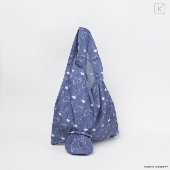 Japan Moomin Eco Shopping Bag - Moomintroll : Angry Blue Repeat - 3