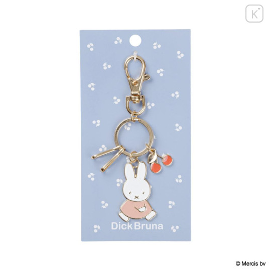 Japan Miffy Metal Keychain - Miffy : Pink Gold Cherry - 1