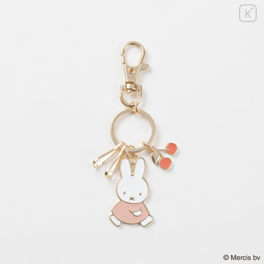 Japan Miffy Metal Keychain - Miffy : Pink Gold Cherry - 2