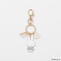 Japan Miffy Metal Keychain - Miffy : Blue Flower Dress Gold - 2