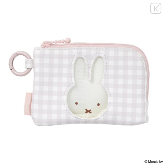 Japan Miffy Pass Case Card Holder & Coin Case - Miffy : Plaid - 1