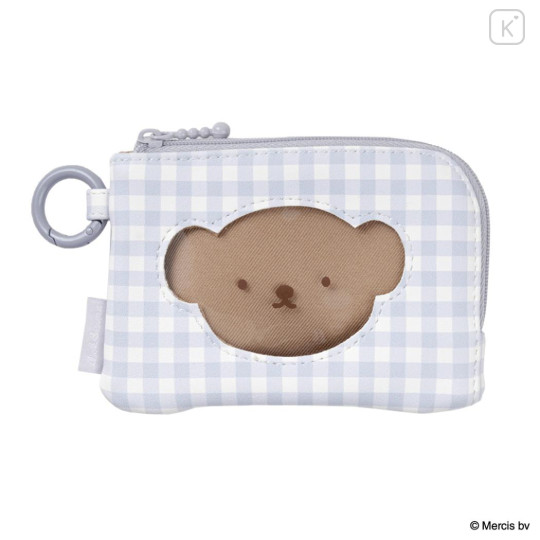 Japan Miffy Pass Case Card Holder & Coin Case - Boris : Plaid - 1