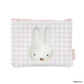 Japan Miffy Clear Flat Mini Pouch - Miffy : Plaid - 1