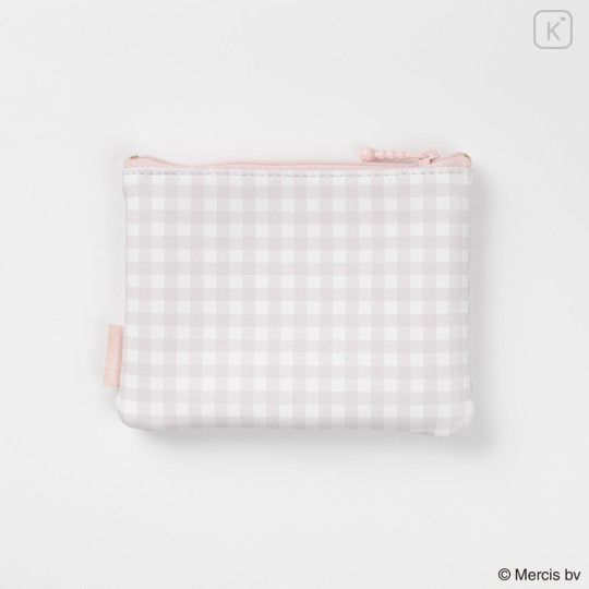 Japan Miffy Clear Flat Mini Pouch - Miffy : Plaid - 2