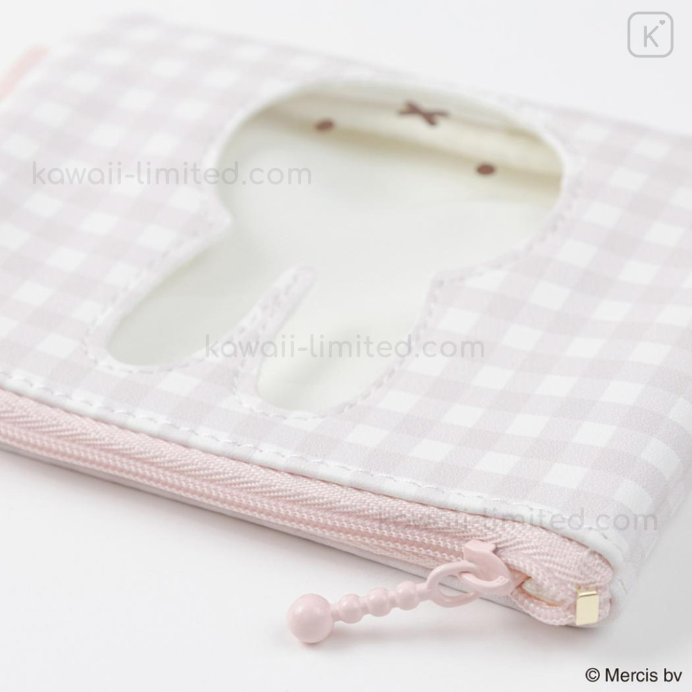 Japan Miffy Clear Flat Mini Pouch - Miffy : Plaid | Kawaii