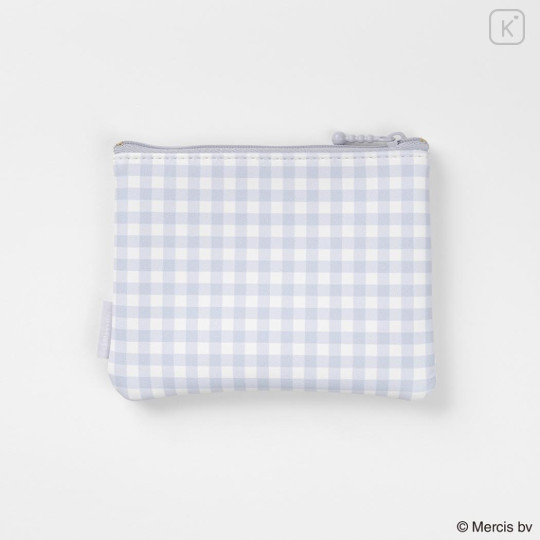 Japan Miffy Clear Flat Mini Pouch - Boris : Plaid - 2