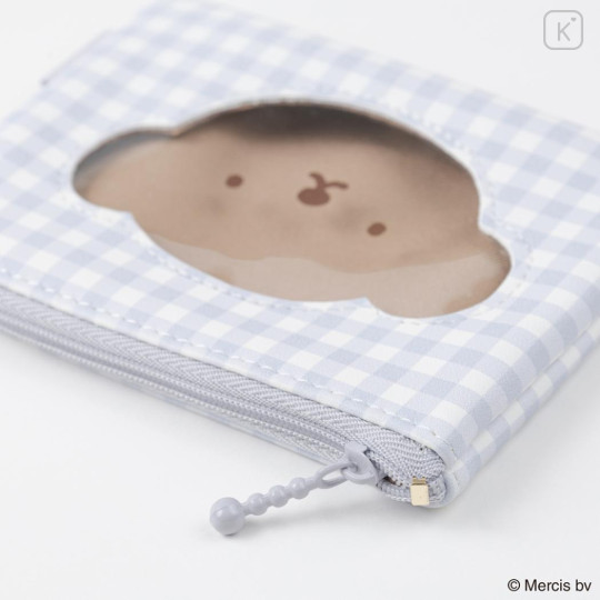 Japan Miffy Clear Flat Mini Pouch - Boris : Plaid - 3