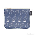 Japan Moomin Flat Mini Pouch - Moomintroll : Angry Blue Repeat - 1