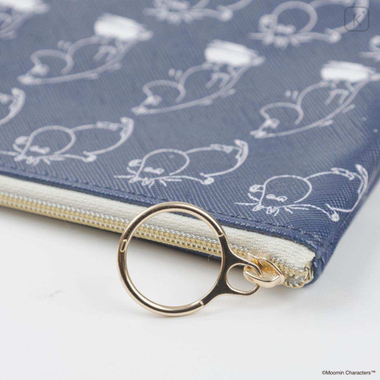 Japan Moomin Flat Mini Pouch - Moomintroll : Angry Blue Repeat - 3