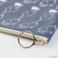 Japan Moomin Flat Mini Pouch - Moomintroll : Angry Blue Repeat - 3