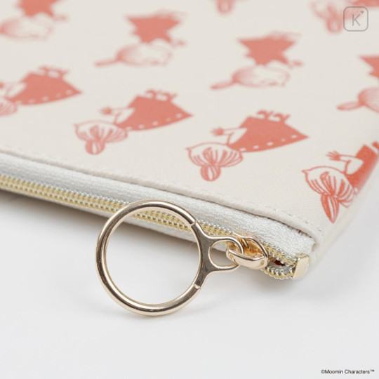 Japan Moomin Flat Mini Pouch - Little My : Beige Repeat - 3