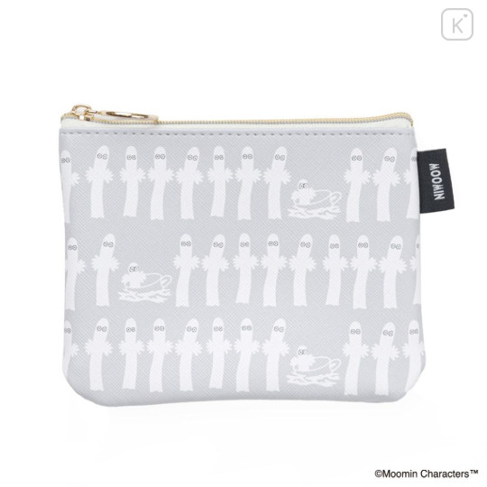 Japan Moomin Flat Mini Pouch - Hattifatteners : Grey Repeat - 1