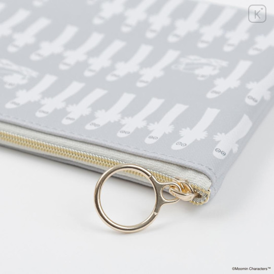 Japan Moomin Flat Mini Pouch - Hattifatteners : Grey Repeat - 3
