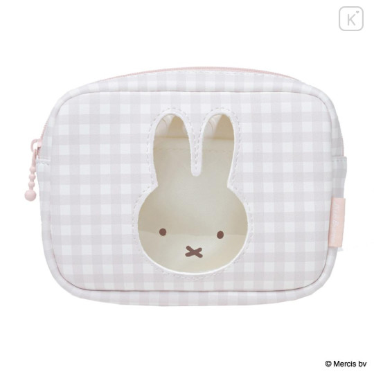 Japan Miffy Cosmetic Pouch - Miffy : Plaid - 1