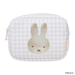 Japan Miffy Cosmetic Pouch - Miffy : Plaid