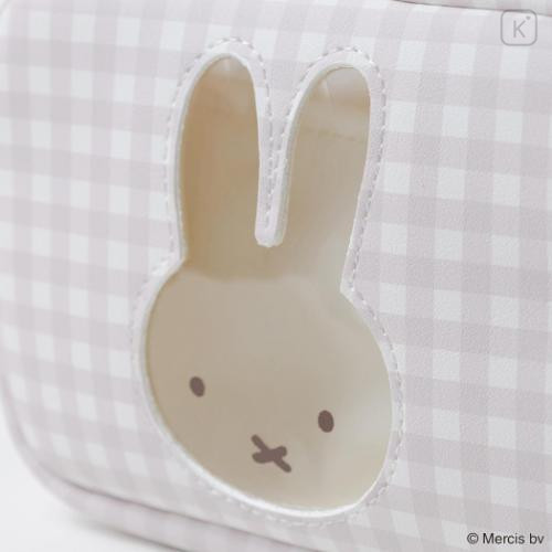 Japan Miffy Cosmetic Pouch - Miffy : Plaid - 4