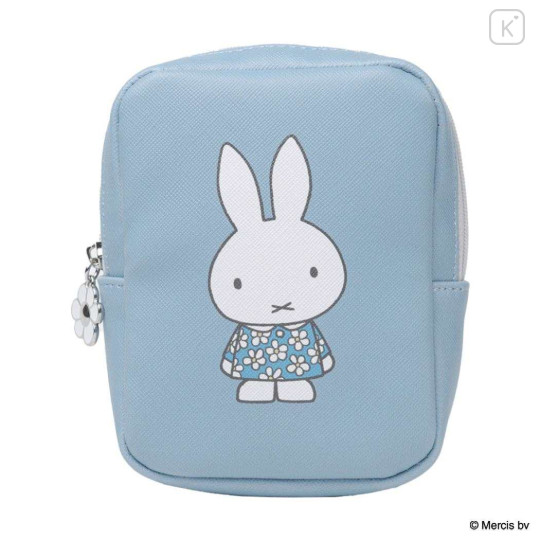 Japan Miffy Vertical Cosmetic Pouch - Miffy : Blue Flower Dress - 1