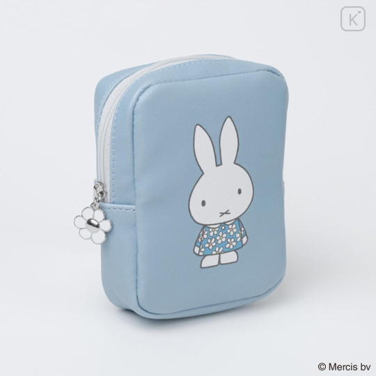 Japan Miffy Vertical Cosmetic Pouch - Miffy : Blue Flower Dress - 3