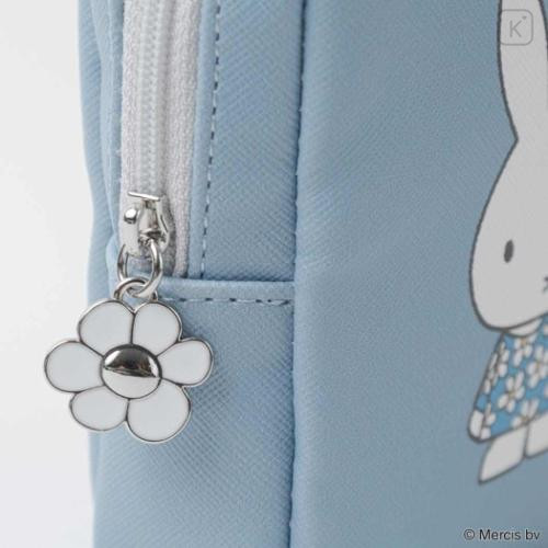 Japan Miffy Vertical Cosmetic Pouch - Miffy : Blue Flower Dress - 4