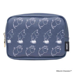 Japan Moomin Cosmetic Pouch - Moomintroll : Angry Blue Repeat
