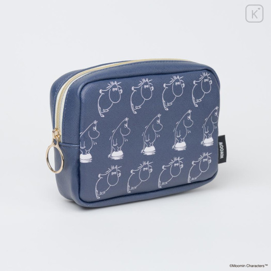 Japan Moomin Cosmetic Pouch - Moomintroll : Angry Blue Repeat - 3